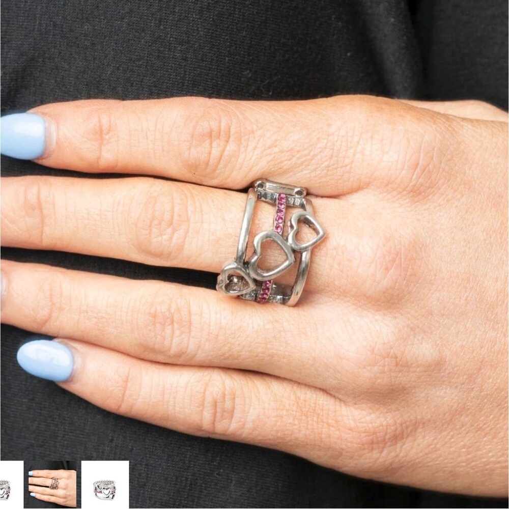 Silver and Pink Heart Ring